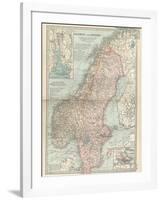 Map of Norway and Sweden. Inset of Kristianiafjord and Vicinity, and Stockholm and Vicinity-Encyclopaedia Britannica-Framed Art Print