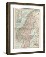 Map of Norway and Sweden. Inset of Kristianiafjord and Vicinity, and Stockholm and Vicinity-Encyclopaedia Britannica-Framed Art Print