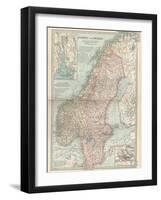 Map of Norway and Sweden. Inset of Kristianiafjord and Vicinity, and Stockholm and Vicinity-Encyclopaedia Britannica-Framed Art Print