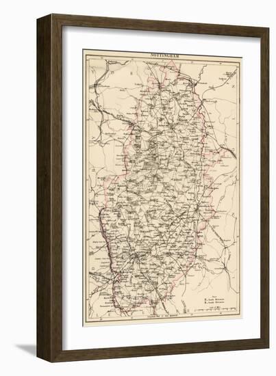 Map of Nottinghamshire, England, 1870s-null-Framed Giclee Print