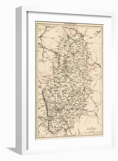 Map of Nottinghamshire, England, 1870s-null-Framed Giclee Print