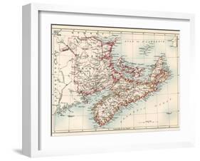 Map of Nova Scotia, Prince Edward Island, and New Brunswick, 1870s-null-Framed Premium Giclee Print