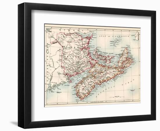 Map of Nova Scotia, Prince Edward Island, and New Brunswick, 1870s-null-Framed Giclee Print