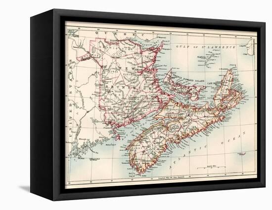 Map of Nova Scotia, Prince Edward Island, and New Brunswick, 1870s-null-Framed Stretched Canvas