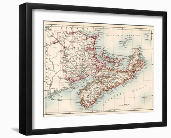 Map of Nova Scotia, Prince Edward Island, and New Brunswick, 1870s-null-Framed Giclee Print