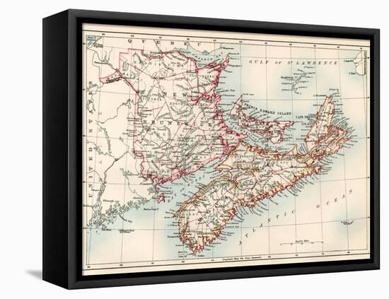 Map of Nova Scotia, Prince Edward Island, and New Brunswick, 1870s-null-Framed Stretched Canvas