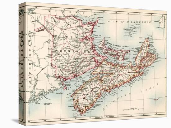 Map of Nova Scotia, Prince Edward Island, and New Brunswick, 1870s-null-Stretched Canvas