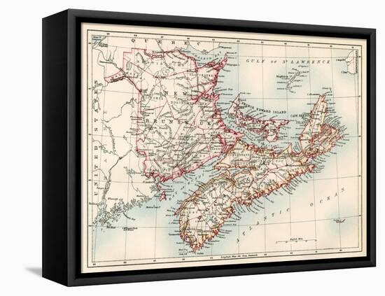 Map of Nova Scotia, Prince Edward Island, and New Brunswick, 1870s-null-Framed Stretched Canvas