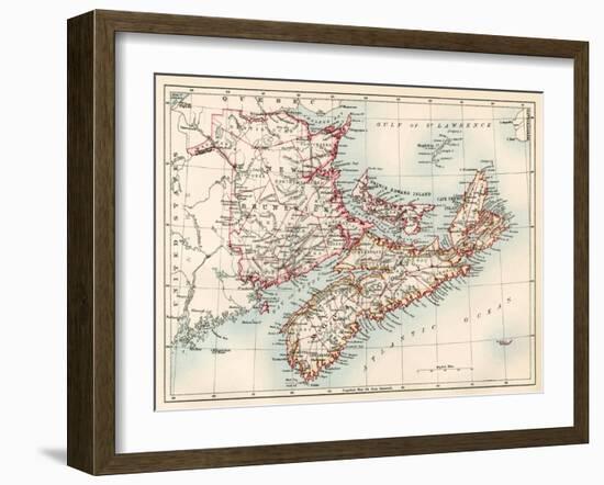 Map of Nova Scotia, Prince Edward Island, and New Brunswick, 1870s-null-Framed Giclee Print