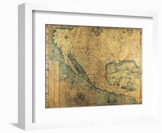 Map of Nueva Espana-Jose Antonio Alzate-Framed Art Print