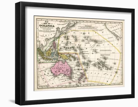 Map of Oceanica, c.1839-Samuel Augustus Mitchell-Framed Art Print