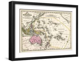 Map of Oceanica, c.1839-Samuel Augustus Mitchell-Framed Art Print