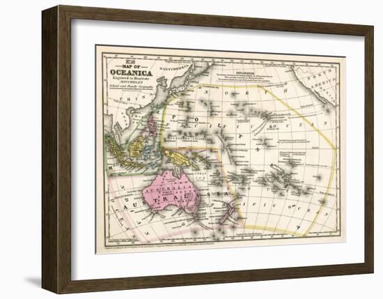 Map of Oceanica, c.1839-Samuel Augustus Mitchell-Framed Art Print
