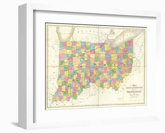 Map of Ohio and Indiana, c.1839-David H^ Burr-Framed Art Print