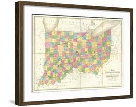 Map of Ohio and Indiana, c.1839-David H^ Burr-Framed Art Print