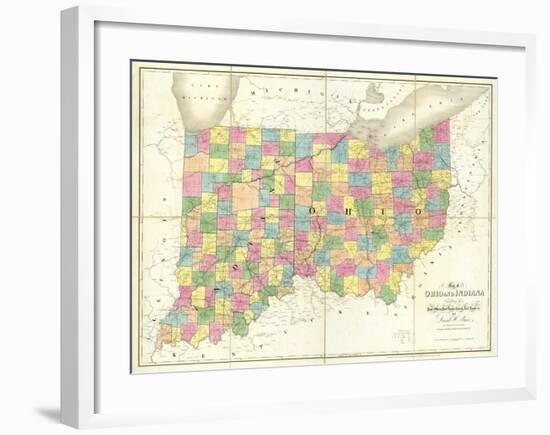 Map of Ohio and Indiana, c.1839-David H^ Burr-Framed Art Print