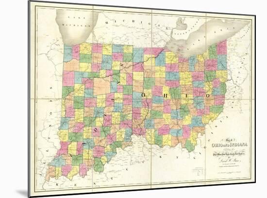 Map of Ohio and Indiana, c.1839-David H^ Burr-Mounted Art Print