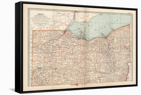 Map of Ohio, Northern Part. United States-Encyclopaedia Britannica-Framed Stretched Canvas