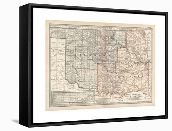 Map of Oklahoma and Indian Territory. United States-Encyclopaedia Britannica-Framed Stretched Canvas
