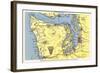 Map of Olympic Peninsula, Washington-null-Framed Art Print