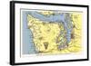 Map of Olympic Peninsula, Washington-null-Framed Art Print