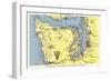 Map of Olympic Peninsula, Washington-null-Framed Art Print