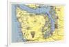 Map of Olympic Peninsula, Washington-null-Framed Art Print