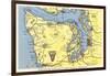 Map of Olympic Peninsula, Washington-null-Framed Art Print