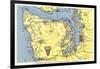 Map of Olympic Peninsula, Washington-null-Framed Art Print