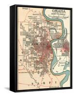 Map of Omaha and Vicinity-Encyclopaedia Britannica-Framed Stretched Canvas