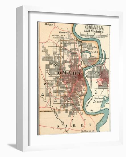 Map of Omaha and Vicinity-Encyclopaedia Britannica-Framed Art Print