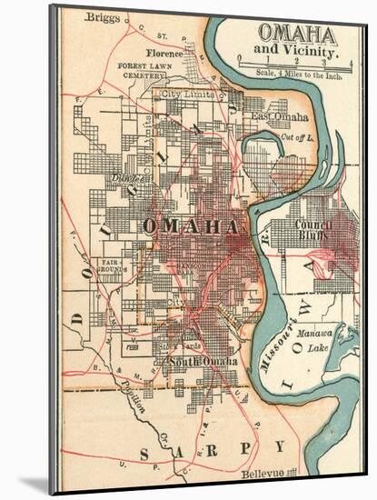 Map of Omaha and Vicinity-Encyclopaedia Britannica-Mounted Art Print