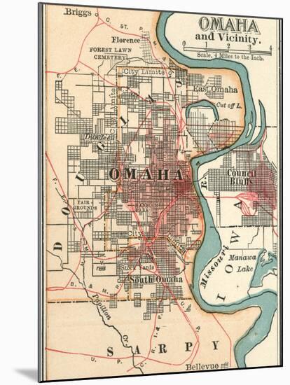 Map of Omaha and Vicinity-Encyclopaedia Britannica-Mounted Art Print