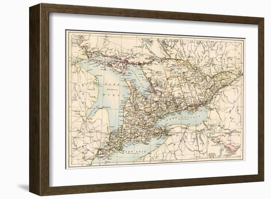 Map of Ontario, Canada, 1870s-null-Framed Giclee Print