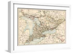 Map of Ontario, Canada, 1870s-null-Framed Giclee Print