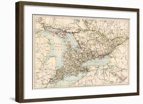 Map of Ontario, Canada, 1870s-null-Framed Giclee Print