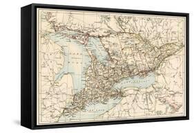 Map of Ontario, Canada, 1870s-null-Framed Stretched Canvas