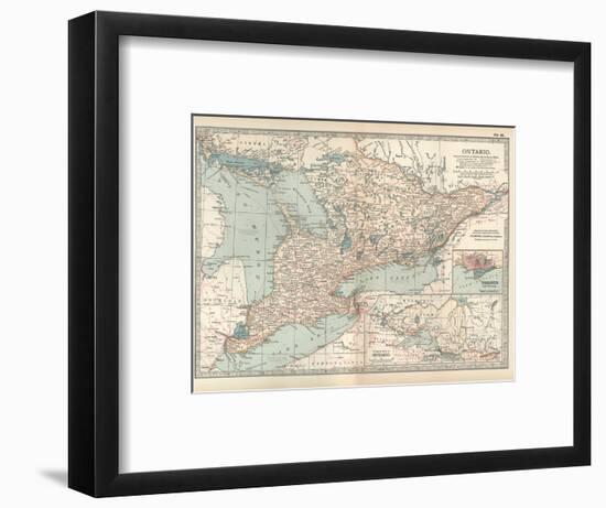 Map of Ontario, Canada. Insets of Toronto and Western Part of Ontario-Encyclopaedia Britannica-Framed Art Print