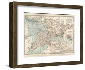 Map of Ontario, Canada. Insets of Toronto and Western Part of Ontario-Encyclopaedia Britannica-Framed Art Print