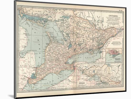 Map of Ontario, Canada. Insets of Toronto and Western Part of Ontario-Encyclopaedia Britannica-Mounted Art Print