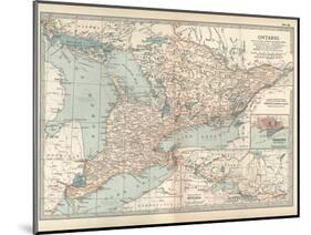 Map of Ontario, Canada. Insets of Toronto and Western Part of Ontario-Encyclopaedia Britannica-Mounted Art Print