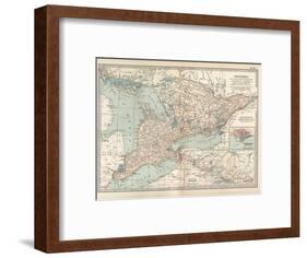 Map of Ontario, Canada. Insets of Toronto and Western Part of Ontario-Encyclopaedia Britannica-Framed Art Print