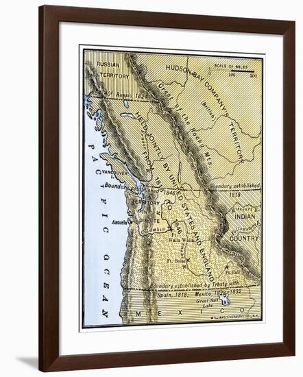 Map of Oregon Territory Showing Boundary of U.S. with English Canada under Dispute-null-Framed Giclee Print