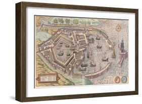 Map of Ostia, Ancient Rome, from Civitates Orbis Terrarum-null-Framed Giclee Print