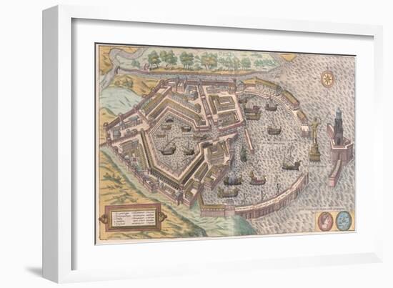 Map of Ostia, Ancient Rome, from Civitates Orbis Terrarum-null-Framed Giclee Print