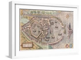 Map of Ostia, Ancient Rome, from Civitates Orbis Terrarum-null-Framed Giclee Print