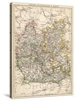 Map of Oxfordshire, Buckinghamshire, and Berkshire, England, 1870s-null-Stretched Canvas