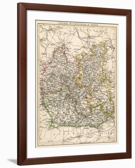 Map of Oxfordshire, Buckinghamshire, and Berkshire, England, 1870s-null-Framed Giclee Print