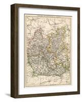 Map of Oxfordshire, Buckinghamshire, and Berkshire, England, 1870s-null-Framed Giclee Print