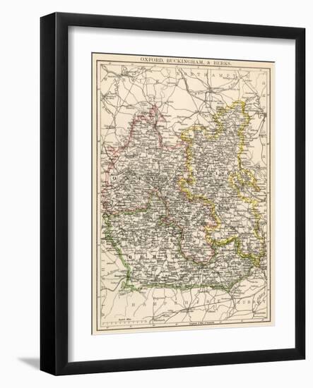 Map of Oxfordshire, Buckinghamshire, and Berkshire, England, 1870s-null-Framed Giclee Print